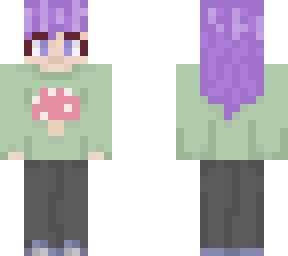 purple hair w/ mushroom shirt