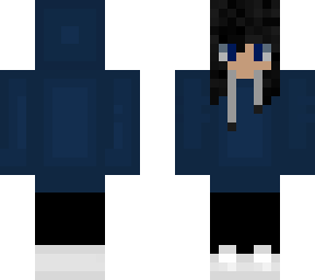 backwards navy blue sweatshirt w/ hood - girl - black hair