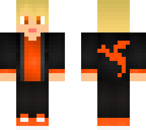 blonde dragon boy with orange eyes and black jacket  - created by eradicator475