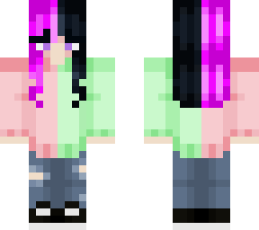 e-girl with pink hair and cute t-shirt