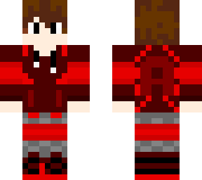 man with red jacket