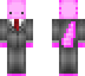 Pink Axolotl in a Suit | Minecraft Skin