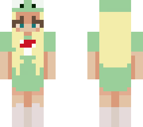froggy mushroom girl with blonde hair