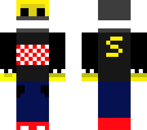 new yellow slime skin wearing black hoodie and mask