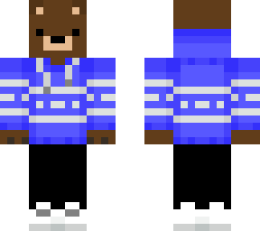 bear with dark blue sweater