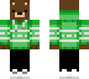 bear with dark green sweater