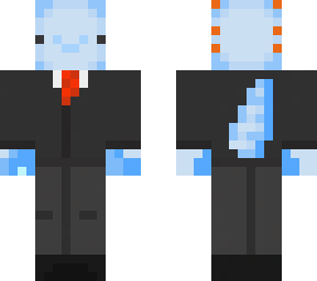 blue axolotl in a suit