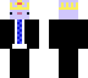 blue axolotl with suit and crown