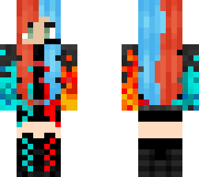Fire and Ice Gamer Girl | Minecraft Skin