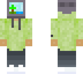 tv head with minecraft background