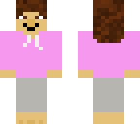girl with pink jumper and grey trousers