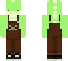 green dinosaur in frog overalls