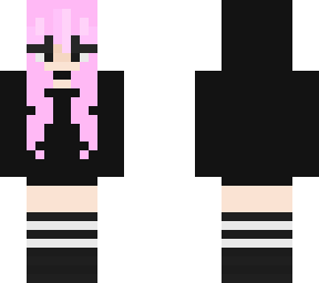 pink hair girl in black hoodie