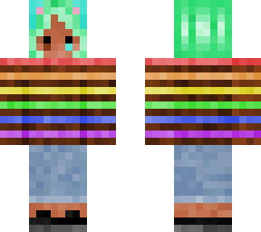 person with green hair and pride sweather!