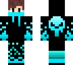 blue boy with skull