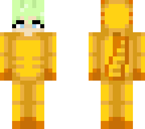 golden axolotl onesie green short haired girl