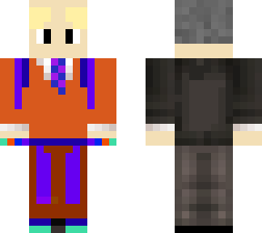 old man with business suit orange