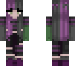 purple,grey,green,black color scheme girl