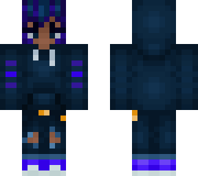 blue hair with dark blue hoodie and matching ripped jeans