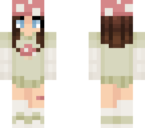 brunette girl in mushroom outfit