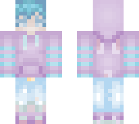 pastel bunny ears hoodie and bunny slippers