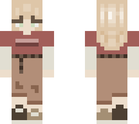 blonde girl w/ green eyes and red shirt