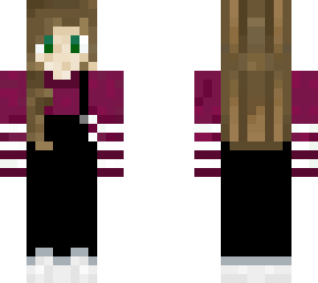maroon sweater w/ overalls