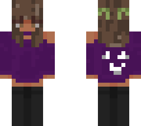 purple sweatshirt girl with green hair ties