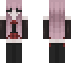 pink hair red clothes