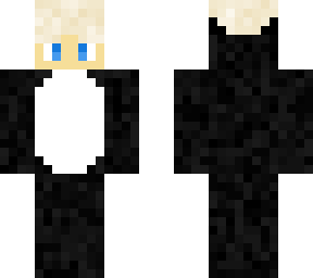 blonde boy in panda suit