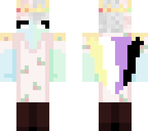 green blue ranboo eret in the strawberry dress and nonbinary pride