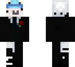 snowfox in suit with frog hat