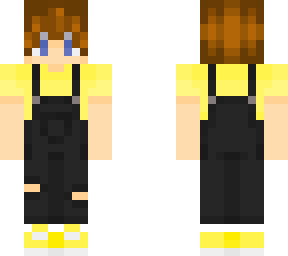 black overalls yellow shirt