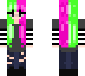 cute grungy type skin with pink and lime green hair