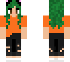 green hair cat girl