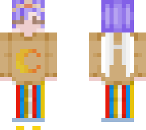 purple hair with yellow moon sweater