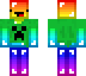 rainbow skeppy with creeper shirt