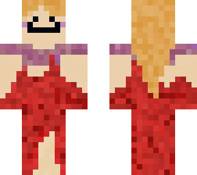 blonde girl with red dress