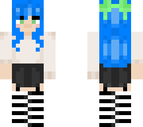 blue hair green bow