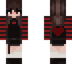 girl w black and red overalls