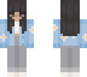 matching girl skin - flower cardigan blue