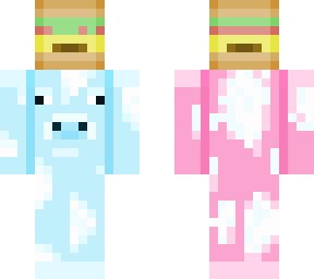 cotton candy cow holding burger