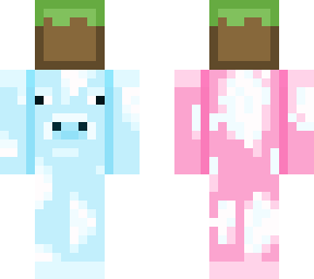 cotton candy cow holding minecraft grass block