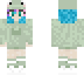 girl with frog hat blue hair