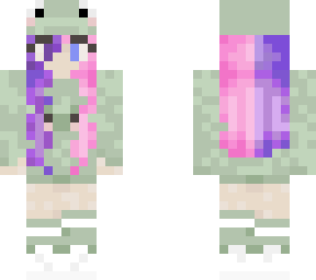 girl with frog hat split dye