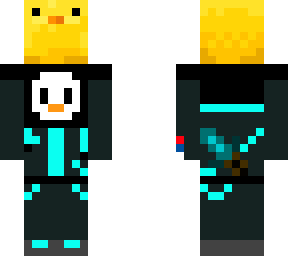 tech penguin carrying chick