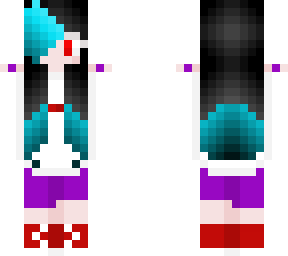 black haired girl with teal tips