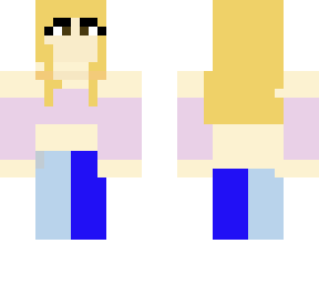 mixed blond crop-top look with white bottoms