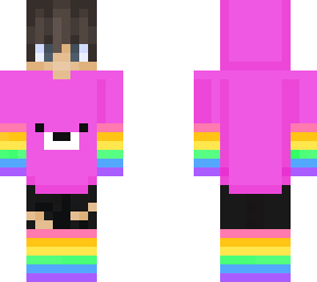 pink polar bear hoodie with rainbow arms