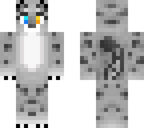 snow leopard, yellow and blue eyes